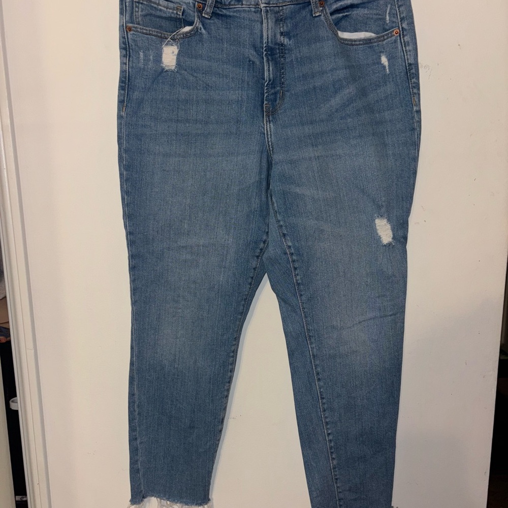 Old Navy Distressed Light Blue OG straight jeans - Picture 2 of 7